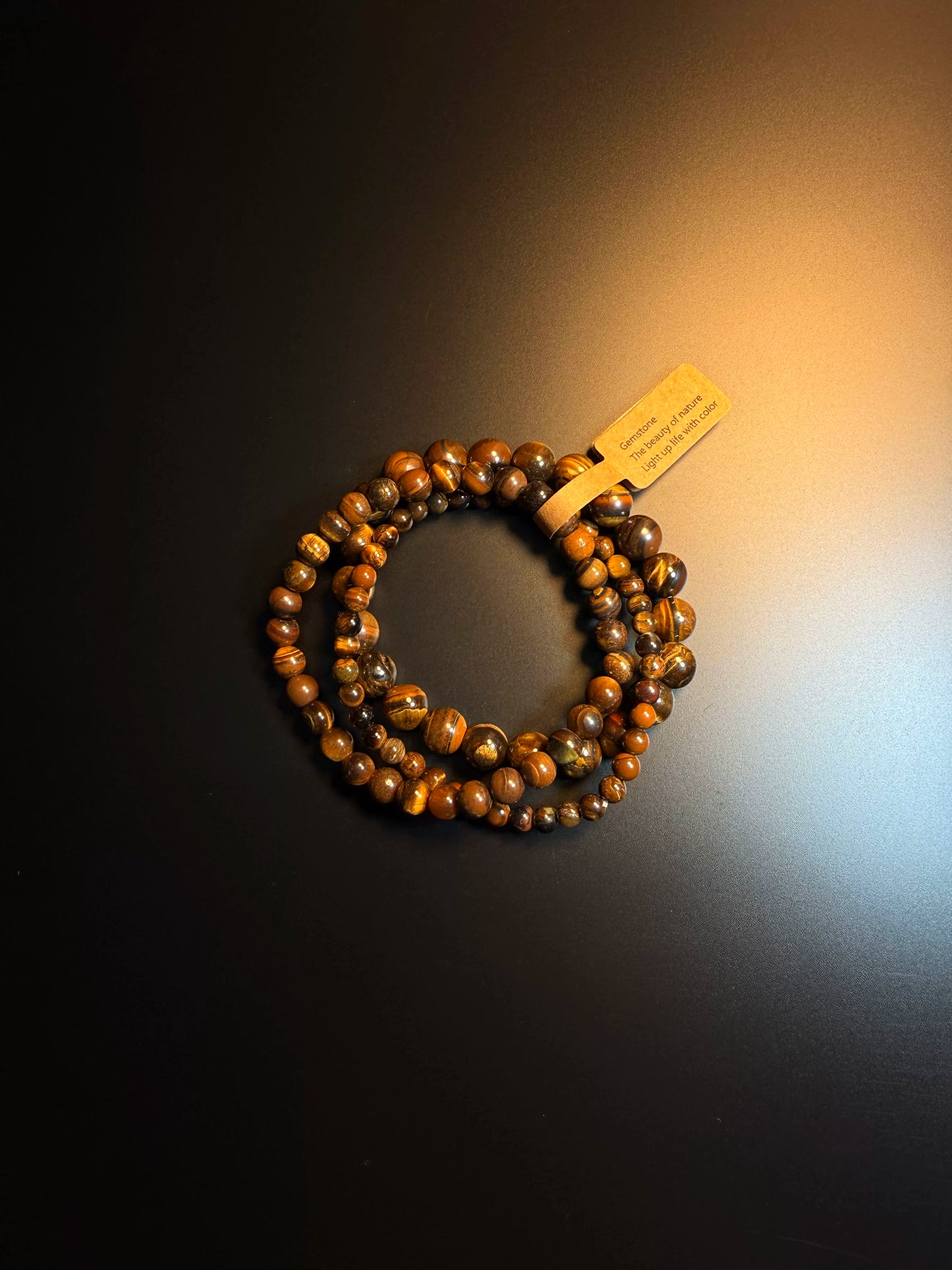 YYBB Jewelry 天然タイガーアイ スタッカブルブレスレットセット、伸縮性ジェムストーンビーズ、ヴィンテージボヘミアン禅 ユニセックススタイル