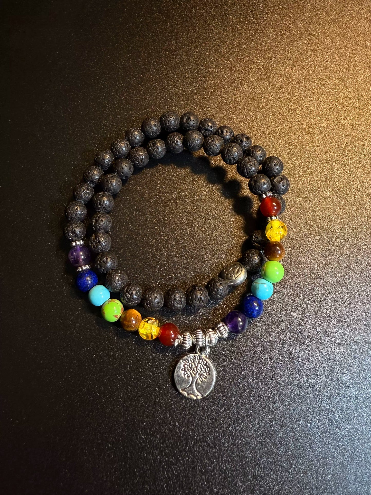 YYBB Jewelry チャクラ生命の樹 ラバロック ダブルレイヤー ヒーリングブレスレット ヨガ愛好者&瞑想用