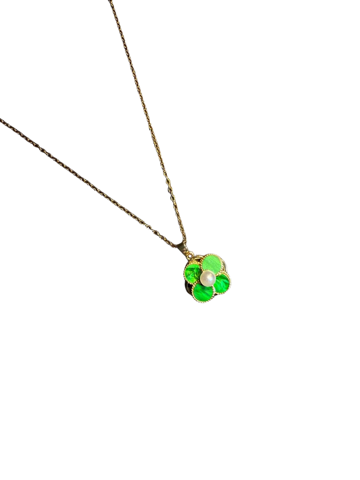 قلادة دوارة بتصميم ورقة البرسيم الخضراء من YYBB Jewelry، سلسلة رقيقة بلون ذهبي، هدية مجوهرات رومانسية أنثوية
