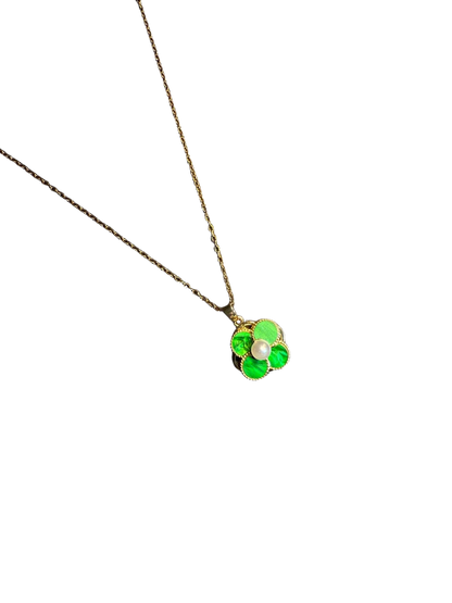 قلادة دوارة بتصميم ورقة البرسيم الخضراء من YYBB Jewelry، سلسلة رقيقة بلون ذهبي، هدية مجوهرات رومانسية أنثوية