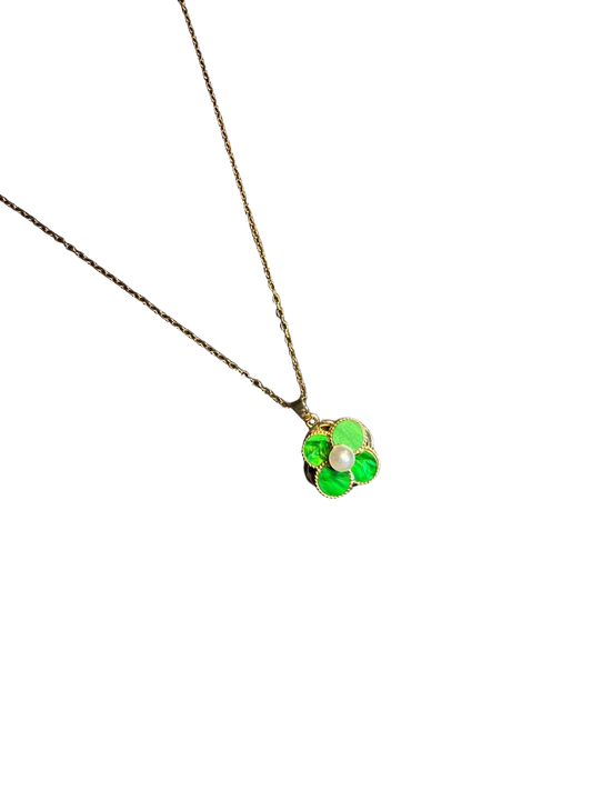 قلادة دوارة بتصميم ورقة البرسيم الخضراء من YYBB Jewelry، سلسلة رقيقة بلون ذهبي، هدية مجوهرات رومانسية أنثوية