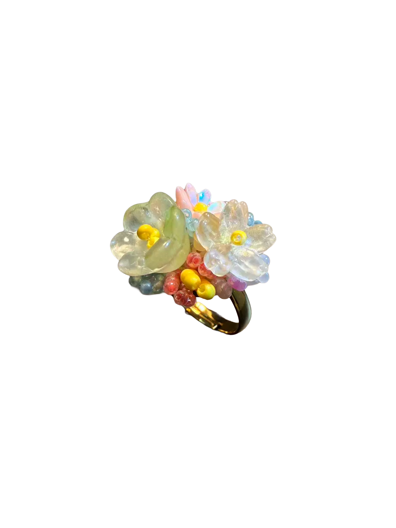 Fairycore Blooming Flower Cocktail Ring - Cute Adjustable Botanical Accessory