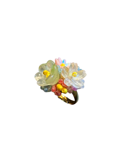 Fairycore Blooming Flower Cocktail Ring - Cute Adjustable Botanical Accessory