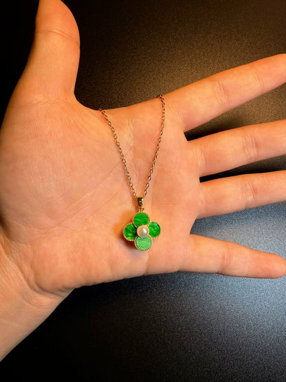 قلادة دوارة بتصميم ورقة البرسيم الخضراء من YYBB Jewelry، سلسلة رقيقة بلون ذهبي، هدية مجوهرات رومانسية أنثوية