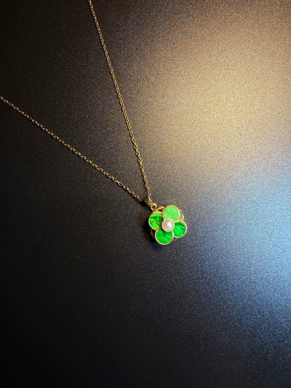 قلادة دوارة بتصميم ورقة البرسيم الخضراء من YYBB Jewelry، سلسلة رقيقة بلون ذهبي، هدية مجوهرات رومانسية أنثوية