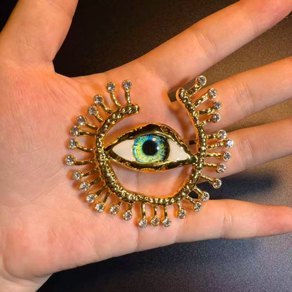 Vintage Style Sparkling Evil Eye Brooch - Rhinestone Protection Lapel Pin