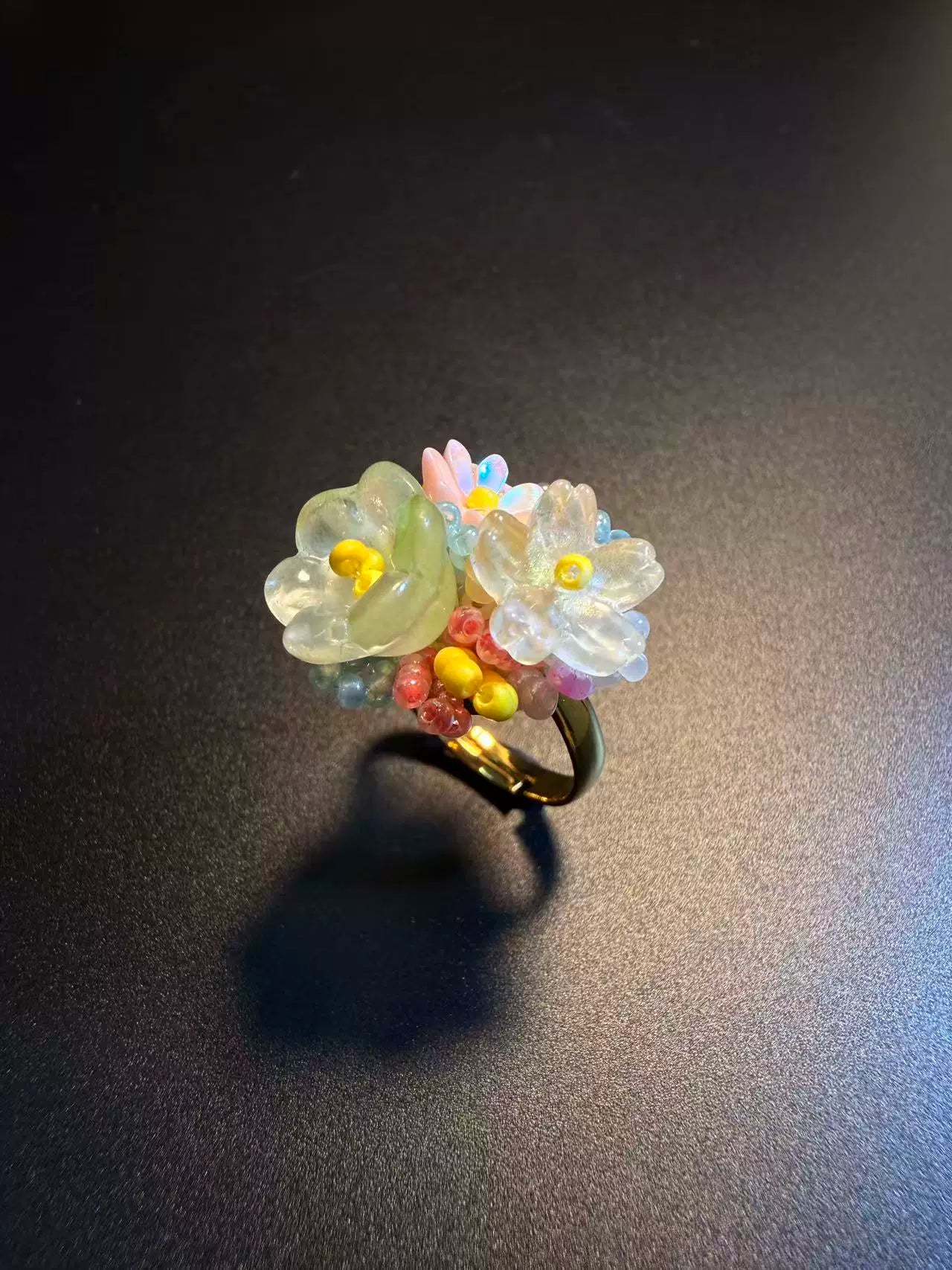 Fairycore Blooming Flower Cocktail Ring - Cute Adjustable Botanical Accessory