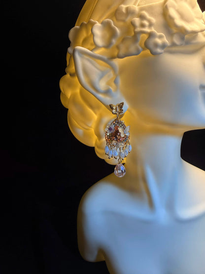 أقراط متدلية من YYBB Jewelry بتصميم الفراشة الوردية الماندالا مع شرابات وكريستالات، أسلوب بوهيمي رومانسي وقطع بيان شاندلير