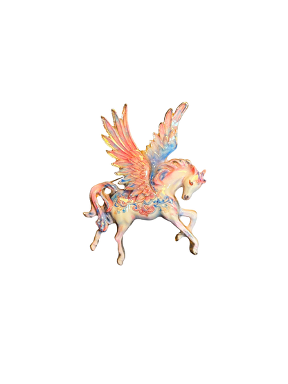 Vintage Style Pink Enamel Pegasus Brooch - Dreamy Winged Horse Lapel Pin